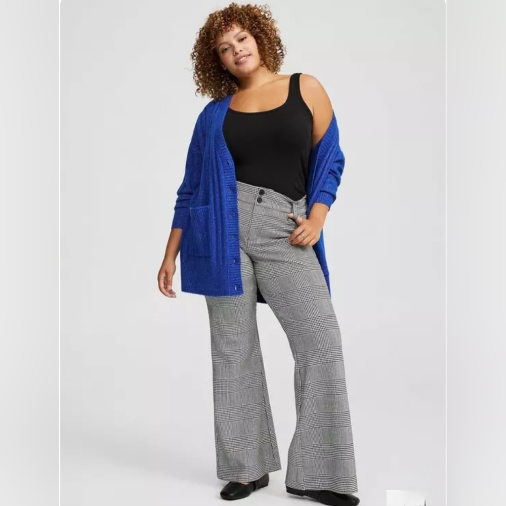 Torrid Black and White Plaid Wide Leg Pants Houndstooth Office